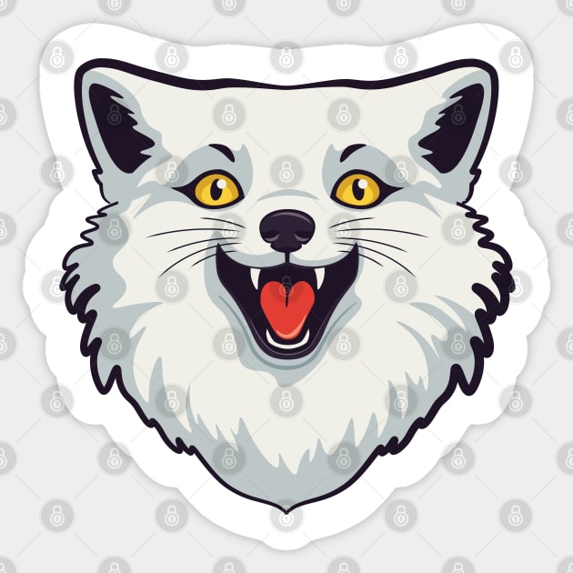 Crazy laughing arctic fox Sticker by AnnArtshock